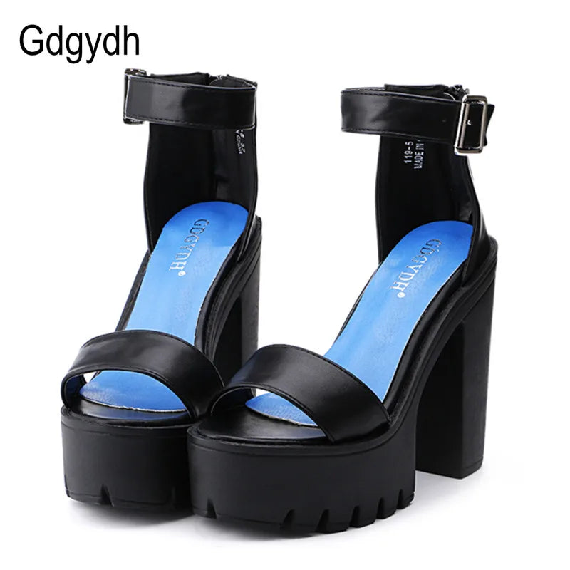 Summer Ankle Strap Sandal Shoes for Women High Heels Sandals Platform Back Zipper Sandals Fashion Party Model Show Pumps