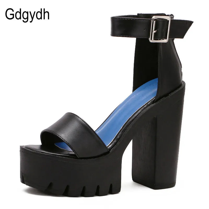Summer Ankle Strap Sandal Shoes for Women High Heels Sandals Platform Back Zipper Sandals Fashion Party Model Show Pumps