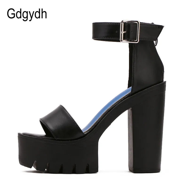 Summer Ankle Strap Sandal Shoes for Women High Heels Sandals Platform Back Zipper Sandals Fashion Party Model Show Pumps