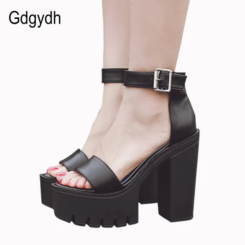 Summer Ankle Strap Sandal Shoes for Women High Heels Sandals Platform Back Zipper Sandals Fashion Party Model Show Pumps