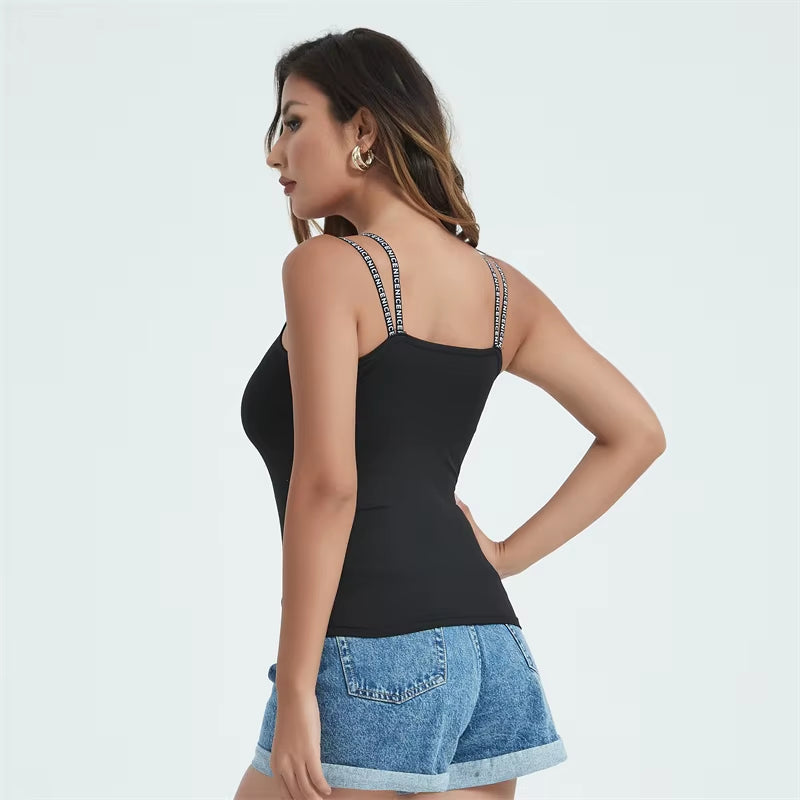 Women Summer Tanks Camis Vest Fashion Casual Sleeveless Cotton Elastic Ladies Street Black Sexy Tanks Tops Tees Hotsweet B3016