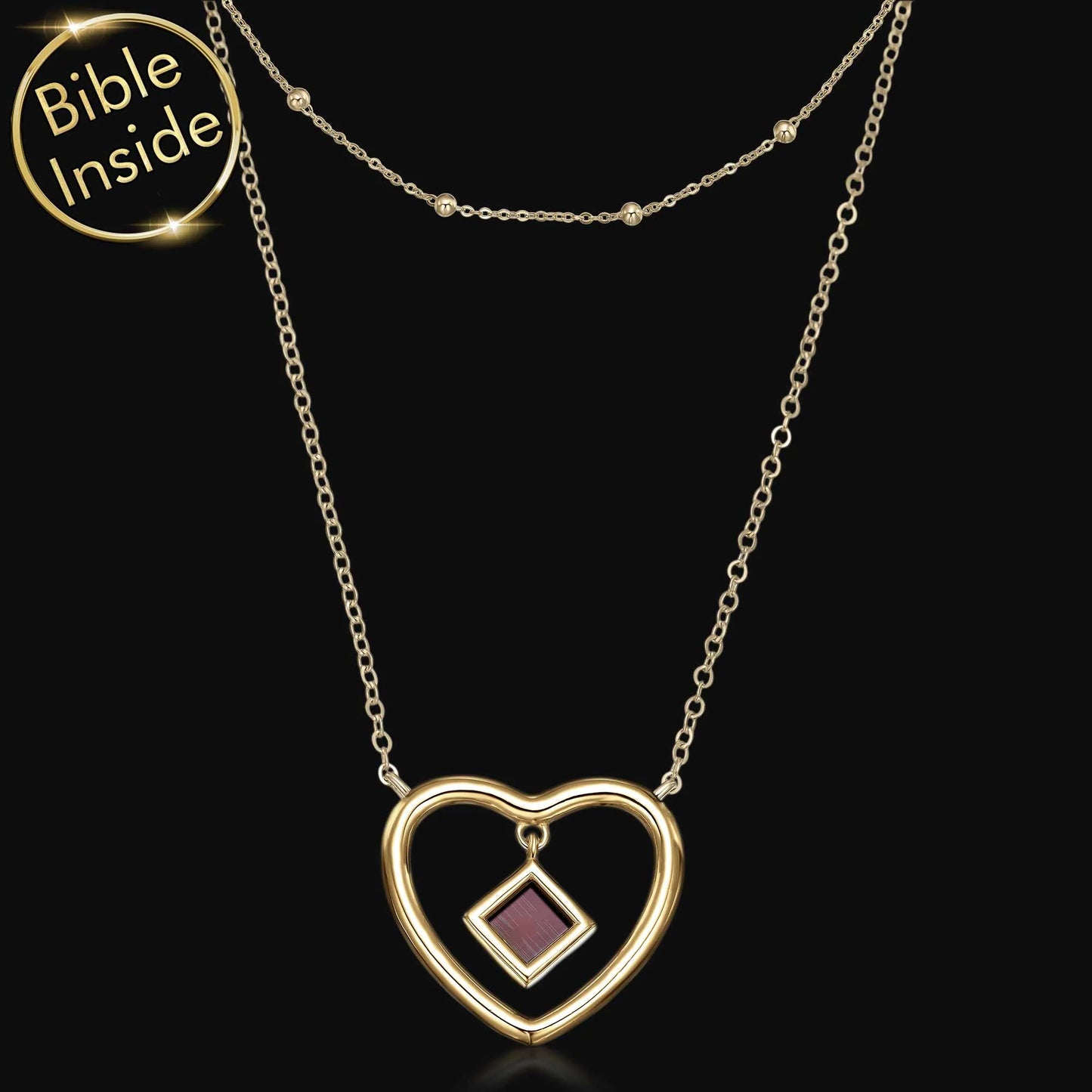 Christian Necklace for Women with Nano Bible Heart - Sunshine Necklace