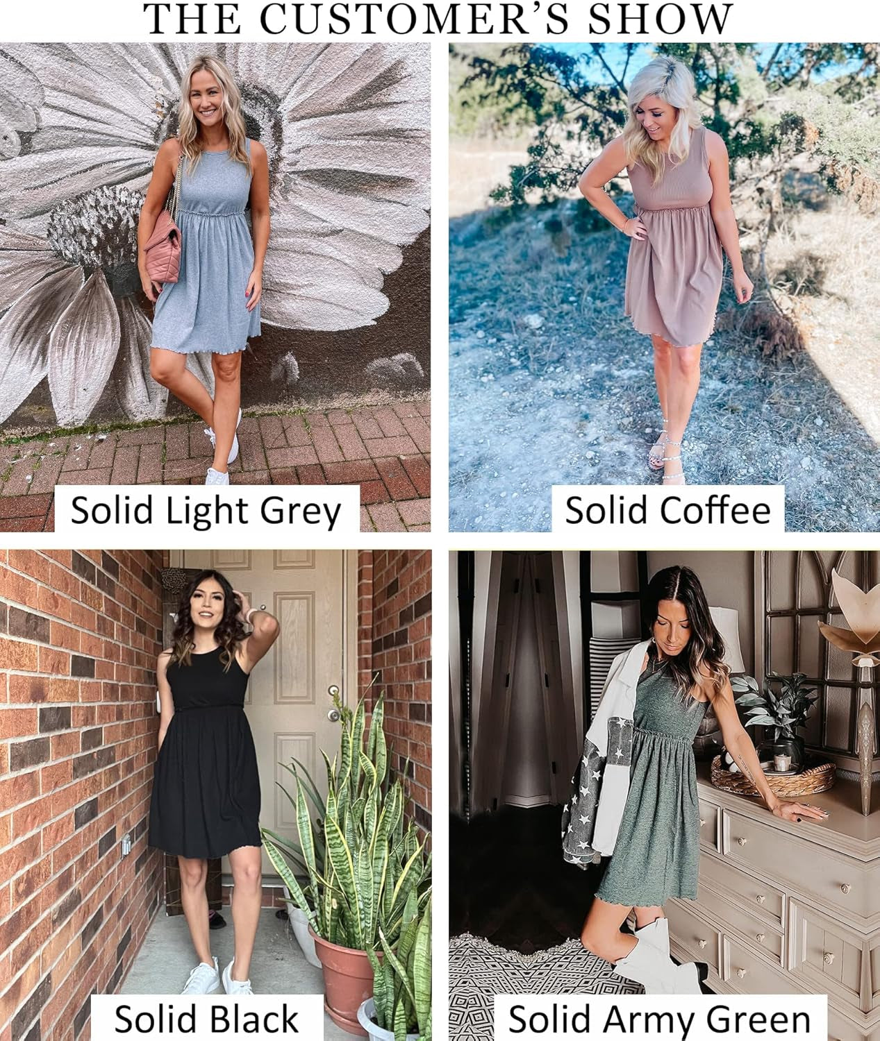 Women Sleeveless Summer Dress 2025 Crewneck Ribbed Knit Ruffle Swing Button down Beach Sun Mini Tank Short Dresses