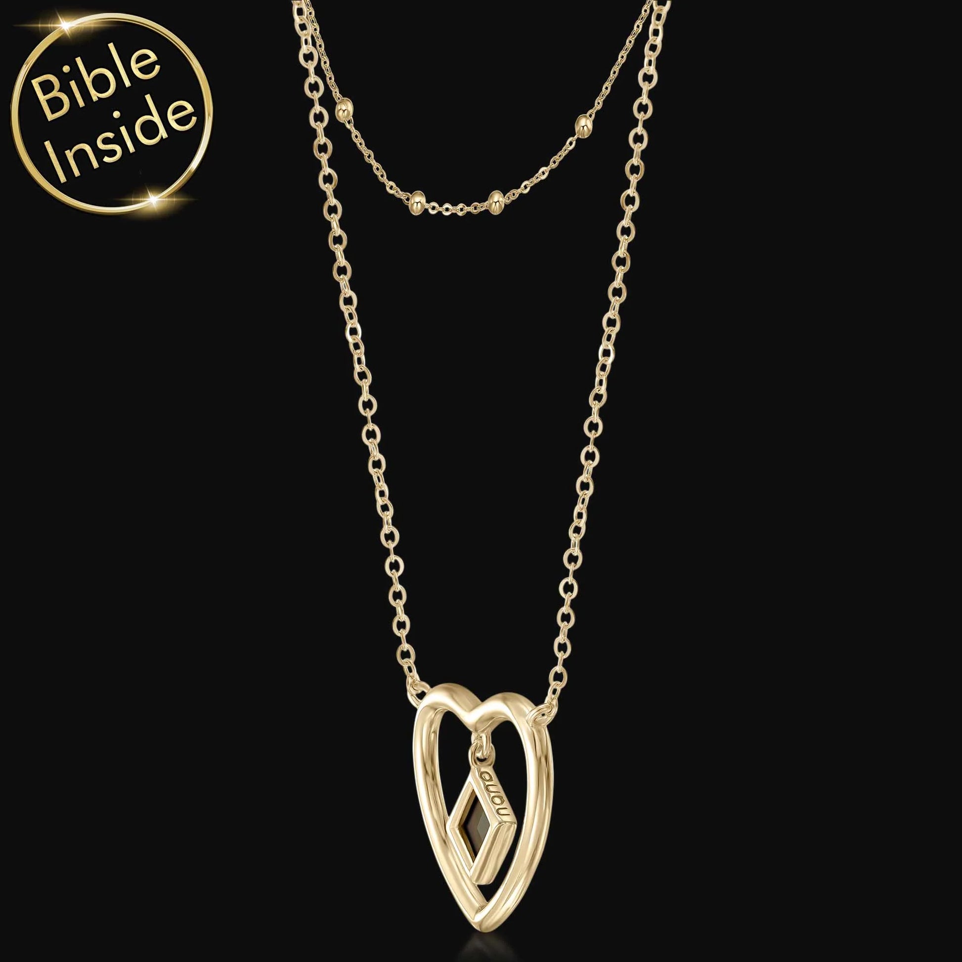 Christian Necklace for Women with Nano Bible Heart - Sunshine Necklace