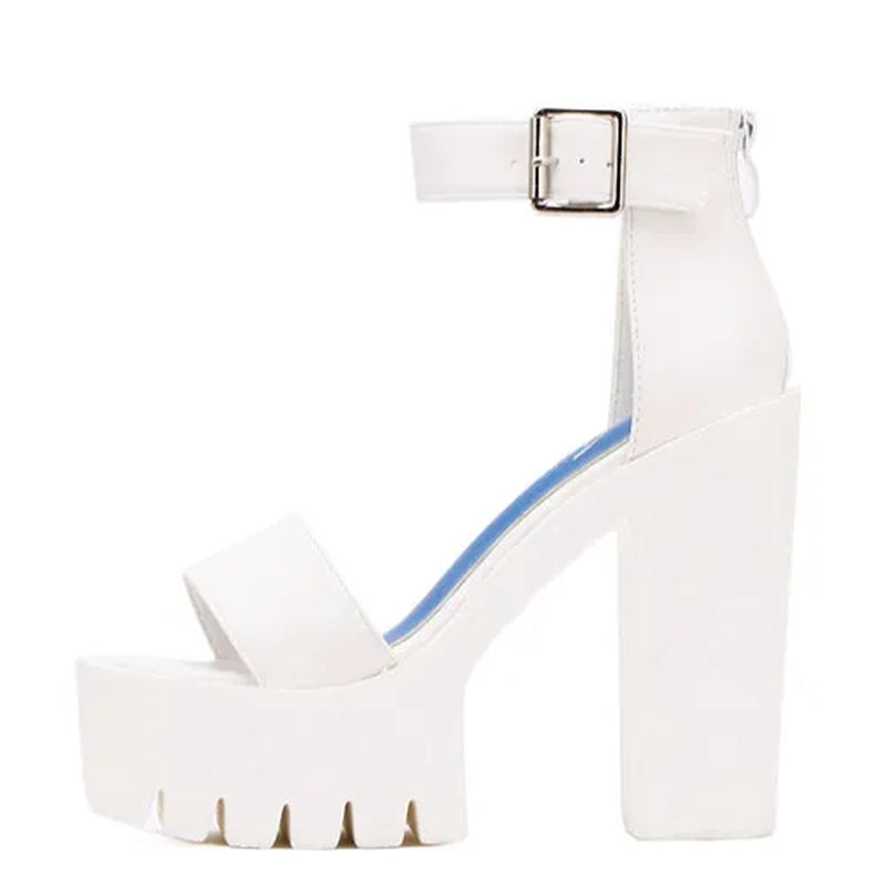 Summer Ankle Strap Sandal Shoes for Women High Heels Sandals Platform Back Zipper Sandals Fashion Party Model Show Pumps