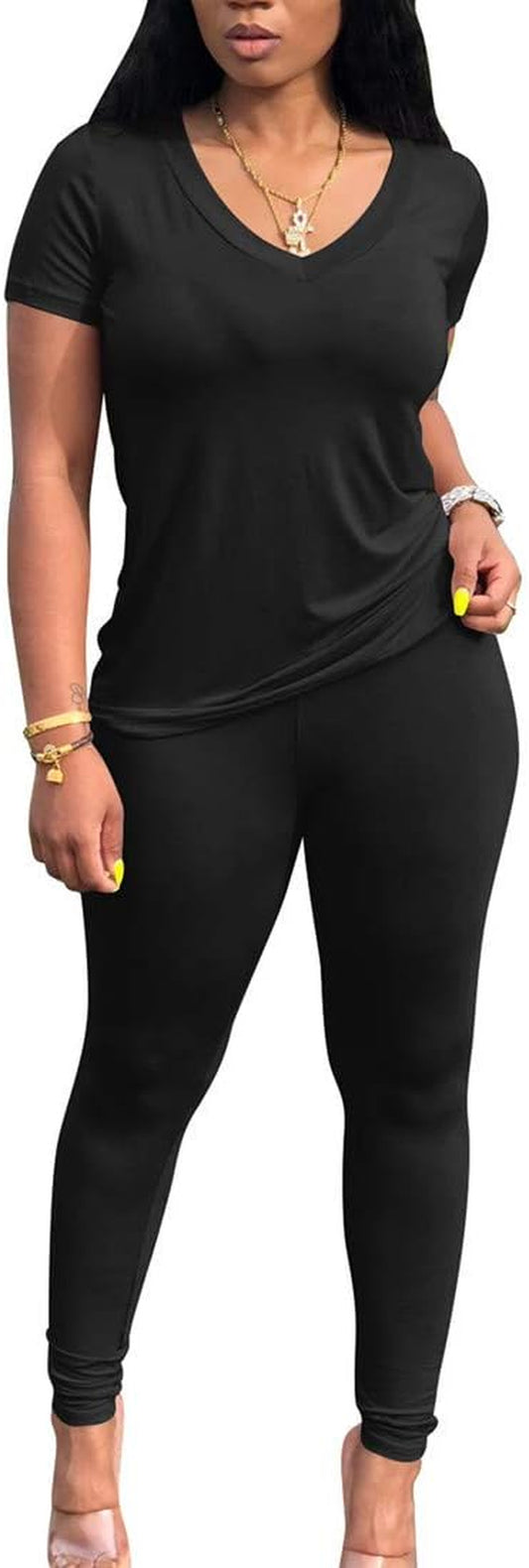 2 Piece Outfits for Women Workout Track Suits Long Sleeve Top Jogger Legging Pants Sets